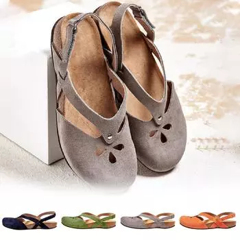 Женские модные дышащие туфли-лодочки на плоской подошве с круглым носком, повседневная обувь, римские пляжные сандалии 41 зелёный