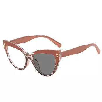 Женские модные фотохромные очки для чтения, меняющие цвет, персонализированные очки «кошачий глаз» с защитой от синего света, декоративные солнцезащитные очки +100 розовый