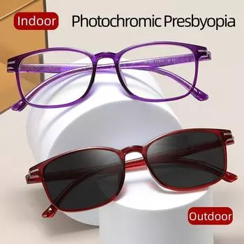 Женские модные фотохромные очки для пресбиопии, уличные солнцезащитные очки с изменением цвета, винтажные квадратные очки для чтения для мужчин, от 0 до +4,0 1.0
