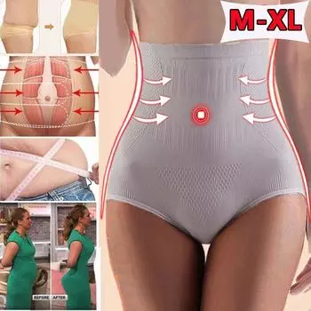 Женские модные графеновые трусики с высокой талией для живота, женские послеродовые корректирующие фигуру антибактериальные хлопковые трусы с подтяжкой бедер XL чёрный