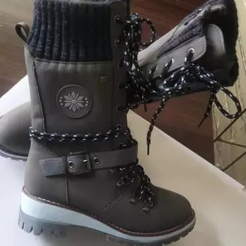 Женские модные хлопковые ботинки на толстой подошве, зимние, новые, замшевые, с круглым носком, со шнуровкой спереди, с боковой молнией, на платформе, высокие ботинки 35 чёрный