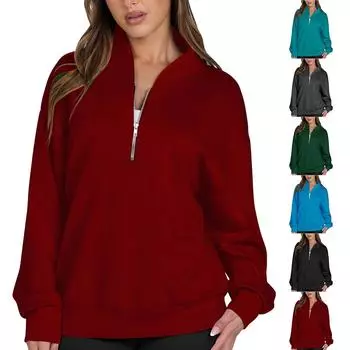 Женские модные и повседневные однотонные свитера с полувысоким воротом и длинными рукавами XXL синий