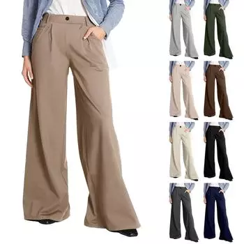 Женские модные и универсальные эластичные формальные свободные брюки широкого кроя M