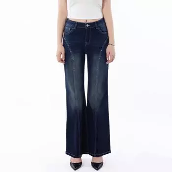 Женские модные и универсальные джинсы с высокой талией и широкими штанинами в европейском и американском стиле L