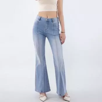 Женские модные и универсальные джинсы с высокой талией и широкими штанинами в европейском и американском стиле L