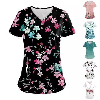 Женские модные комбинезоны с коротким рукавом и V-образным вырезом на пуговицах с карманами и принтом L чёрный