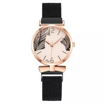 Женские модные кожаные часы One Size чёрный