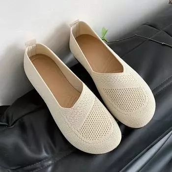 Женские модные кроссовки без застежек, летние, новые, толстые, дышащие, с мягкой подошвой, легкие, повседневные туфли, модные туфли на плоской подошве 35