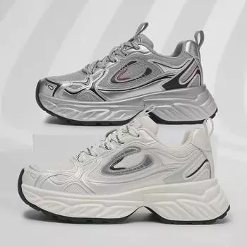 Женские модные кроссовки Dad 2025: Толстая подошва, увеличивающая рост, мягкая и удобная для весны 36 бежевый