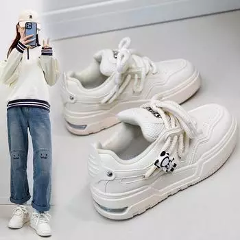 Женские модные кроссовки на плоской подошве, уличные кроссовки без шнуровки из искусственной кожи на платформе, легкие повседневные прогулочные туфли для женщин, спортивные кроссовки для спортзала на шнуровке 35 белый