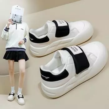 Женские модные кроссовки на плоской подошве, уличные противоскользящие кроссовки из искусственной кожи, легкие дышащие повседневные прогулочные туфли для женщин, спортивные кроссовки 35 чёрный