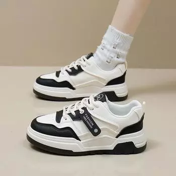 Женские модные кроссовки на плоской подошве, уличные кроссовки без шнуровки из искусственной кожи на платформе, легкие повседневные прогулочные туфли для женщин, спортивные кроссовки для спортзала на шнуровке 35