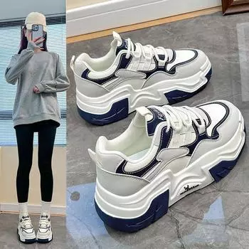 Женские модные кроссовки на шнуровке, стильные прогулочные туфли, удобные кроссовки на платформе, кроссовки из искусственной кожи, легкая повседневная спортивная обувь для женщин 35