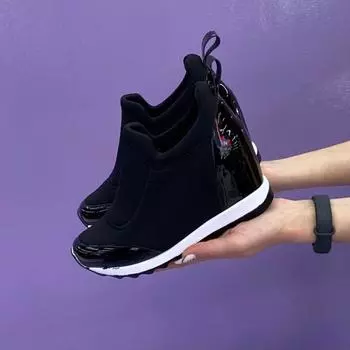 Женские модные кроссовки со скрытой подкладкой спереди и сбоку, эластичные кроссовки на танкетке