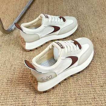 Женские модные кроссовки, уличные противоскользящие кроссовки из искусственной кожи на шнуровке, повседневная легкая спортивная обувь для женщин 35