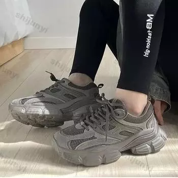 Женские модные кроссовки женские осенние повседневные модные спортивные туфли на платформе высокого качества для бега на открытом воздухе Zapatillas Hombre 35 чёрный