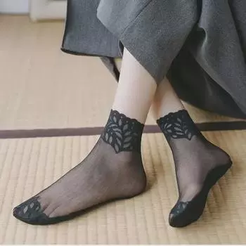 Женские модные кружевные короткие летние носки средней длины из смеси хлопка и хлопка Online Exclusive White Paper Card, No OPP Bag