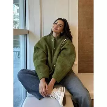 Женские модные куртки-бомберы больших размеров, пальто с карманами, винтажная верхняя одежда с воротником-стойкой и длинными рукавами, женская шикарная верхняя одежда больших размеров L белый