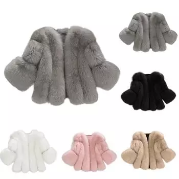 Женские модные куртки с длинными рукавами и короткими пуговицами из искусственного меха, теплое повседневное пальто, верхняя одежда L бежевый