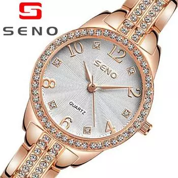 Женские модные кварцевые водонепроницаемые часы розового золота