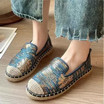 Женские модные льняные парусиновые кроссовки осенние повседневные туфли без застежек женские кроссовки на плоской подошве и платформе размера плюс 35-43 35 темно-синий