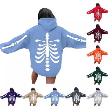 Женские модные легкие пуловеры с длинными рукавами и карманами, толстовка с рисунком на Хэллоуин S