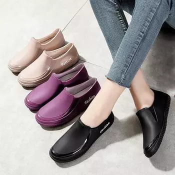 Женские модные легкие водонепроницаемые и нескользящие резиновые сапоги с плоским дном 36