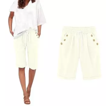 Женские модные летние однотонные тонкие свободные повседневные брюки Five Points L бежевый