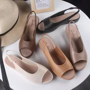 Женские модные летние повседневные однотонные туфли из ПВХ на плоской подошве сандалии-рыбьи губы 40-41