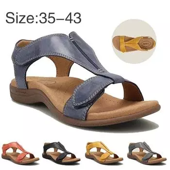 Женские модные летние сандалии из искусственной кожи, повседневные сандалии, нескользящая уличная пляжная обувь 43 темно-синий