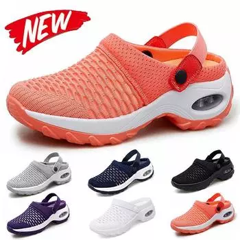 Женские модные летние сандалии, обувь с отверстиями, сандалии без шнуровки на дышащей платформе и воздушной подушке, большие размеры 35-43 35 чёрный