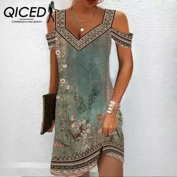 Женские модные летние весенние однотонные повседневные платья с v-образным вырезом и короткими рукавами и высокой талией S зелёный