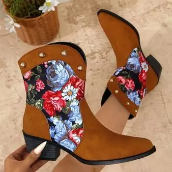 Женские модные массивные ботильоны, осенние новые замшевые с заклепками на заостренном носке, удобные одинарные ботинки 36 чёрный