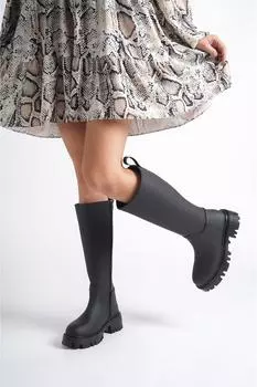 Женские модные матовые черные ботинки с молнией по всей поверхности