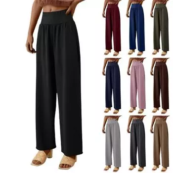 Женские модные мешковатые штаны для йоги с высокой талией, повседневные широкие брюки L армия зеленый