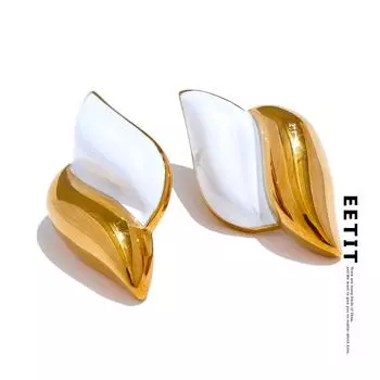 Женские модные металлические серьги-гвоздики Eetit с белой эмалью из нержавеющей стали, водонепроницаемые классические стильные золотые повседневные украшения 2024 золотой