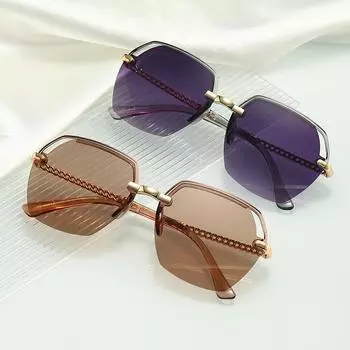 Женские модные металлические солнцезащитные очки в большой оправе Ретро модные элегантные солнцезащитные очки в полуоправе