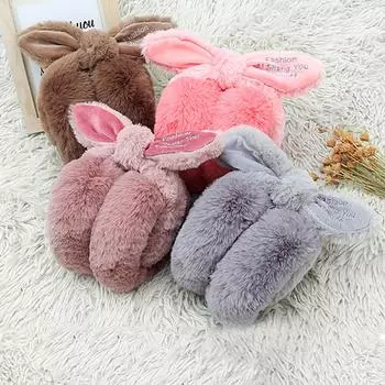 Женские модные милые наушники, чехол для ушей, открытый зимний теплый мягкий плюшевый наушник с бантом, дизайн Pink