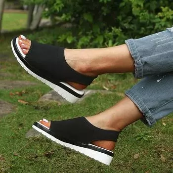 Женские модные милые повседневные сандалии Женские летние эластичные тканые модные сандалии 35 серый