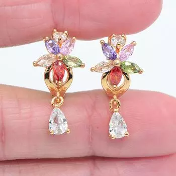 Женские модные многоцветные серьги-кольца с кубическим цирконием и CZ, ювелирные изделия белый