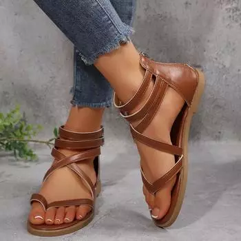 Женские модные мягкие подошвы Cross Roman Cool Boots Sandals 36 коричневый