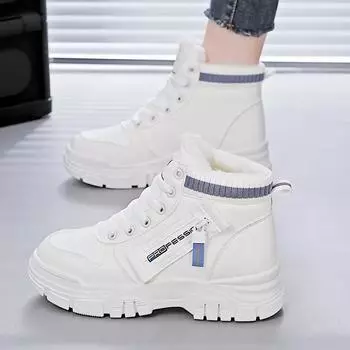 Женские модные мягкие зимние ботинки на толстой подошве, удобные нескользящие уличные туфли среднего размера 35