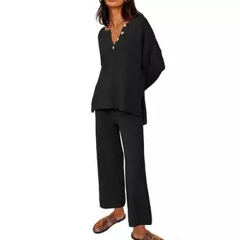 Женские модные наряды, свободные, свободные, подходящие комплекты, спортивный костюм, домашняя одежда, комплекты S