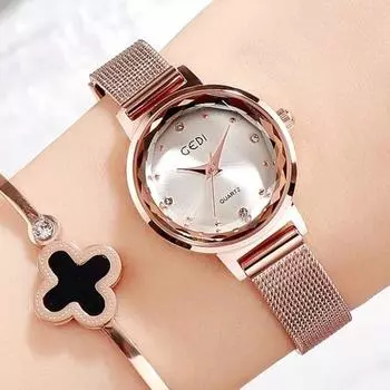 Женские модные наручные часы Riley с металлическим сетчатым ремешком, популярные корейские часы