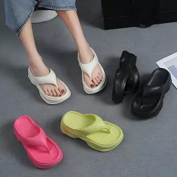 Женские модные нескользящие сандалии и тапочки из ЭВА на толстой подошве – супермягкие для летней носки в помещении и на улице Fits size 37-38