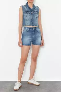 Женские модные новые шорты и бермуды Синие джинсовые шорты-бермуды