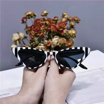 Женские модные новые солнцезащитные очки кошачий глаз, винтажные индивидуальные солнцезащитные очки с рисунком зебры серого оттенка, последние популярные UV400 AS Picture чёрный