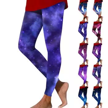 Женские модные облегающие эластичные повседневные брюки для йоги с принтом и эластичной талией S синий