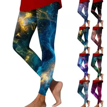 Женские модные облегающие эластичные повседневные брюки для йоги с принтом и эластичной талией XXXL синий
