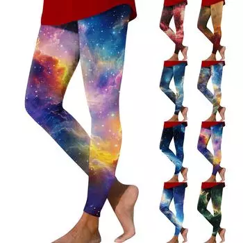 Женские модные облегающие эластичные повседневные брюки для йоги с принтом и эластичной талией XXL синий
